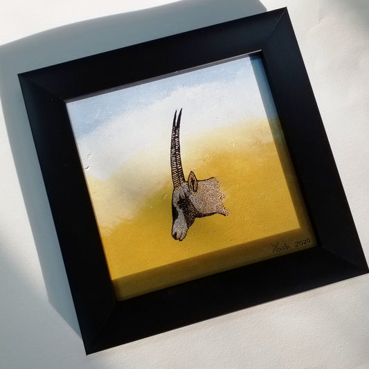 Oryx in the desert storm - [FRAMED - ready to hang ]