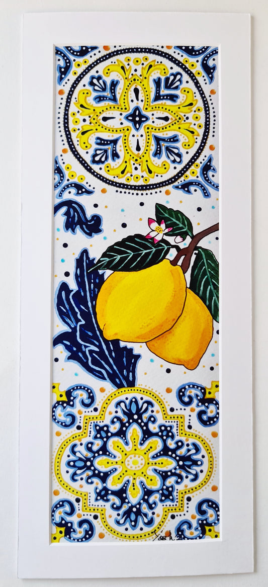 Mediterranean long tile with lemons - PRINT