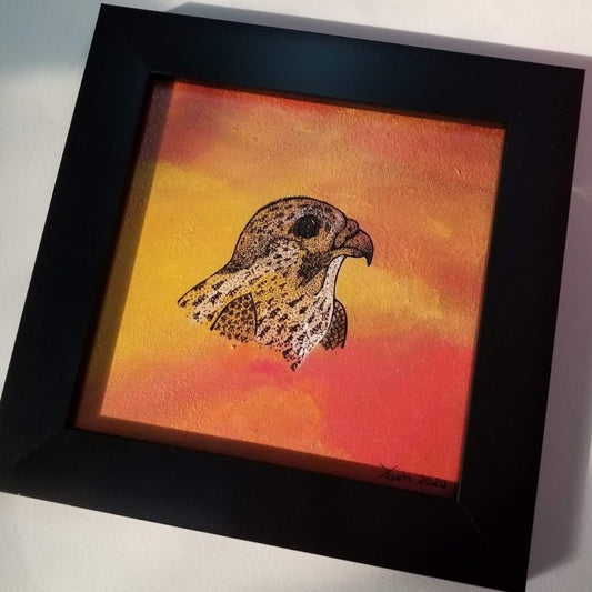 Falcon in the desert - [FRAMED - ready to hang ]