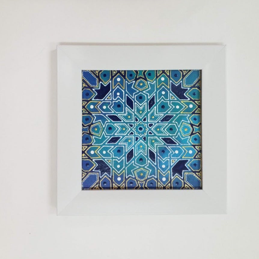 Geometric design on Blue haze background - [FRAMED - ready to hang ]