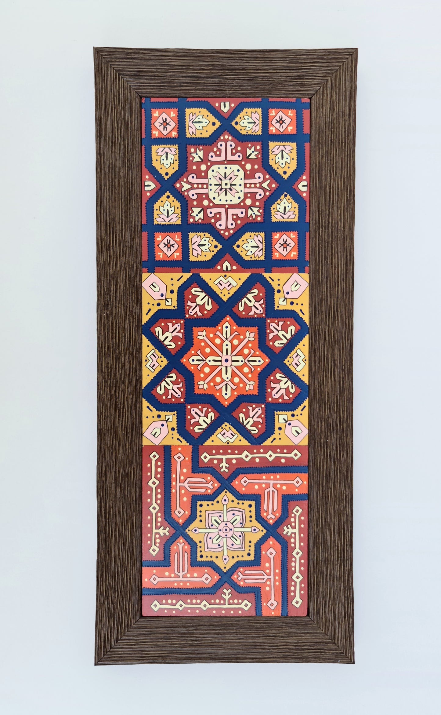 Tribal geometric tiles- Fire - [FRAMED - ready to hang]