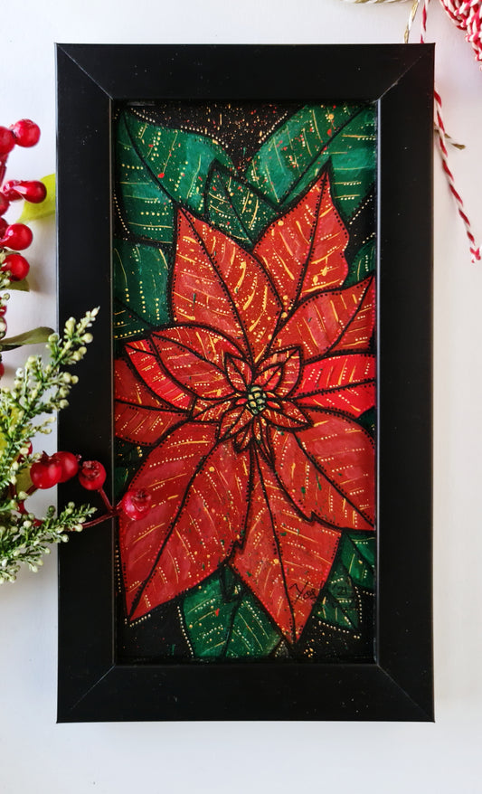 Festive Poinsettia [FRAMED - ready to hang]